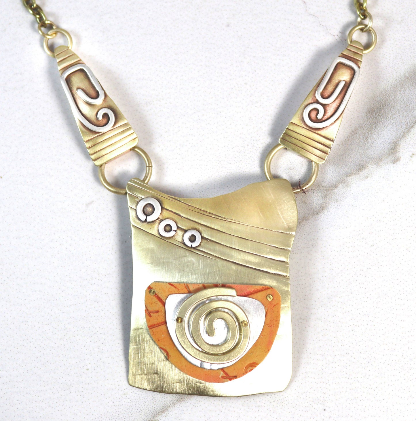Splash of Delight Sterling, Brass and Polymer Clay necklace