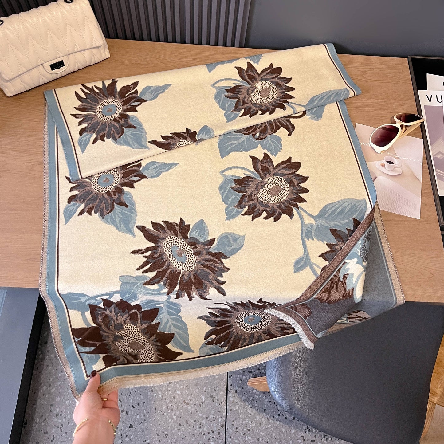 Brown Sunflowers Reversible Wrap