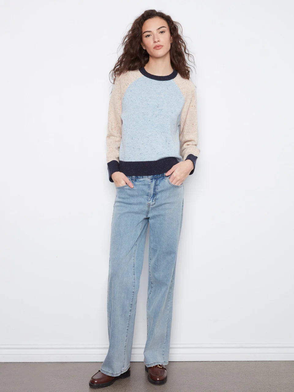 Speckled Color Block Sweater