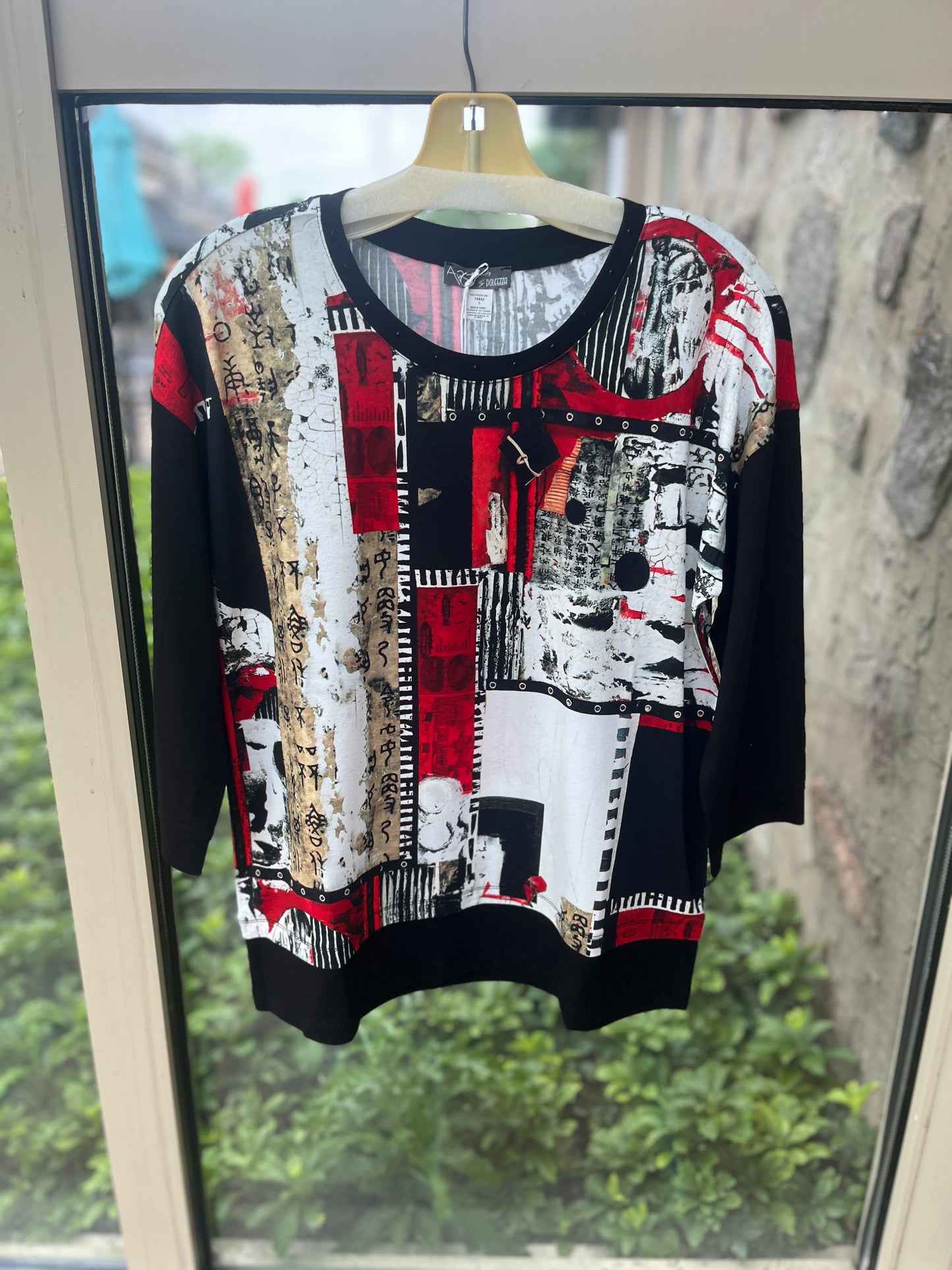 Abstract Black Bookwork Top