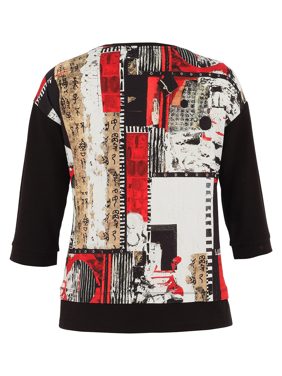 Abstract Black Bookwork Top