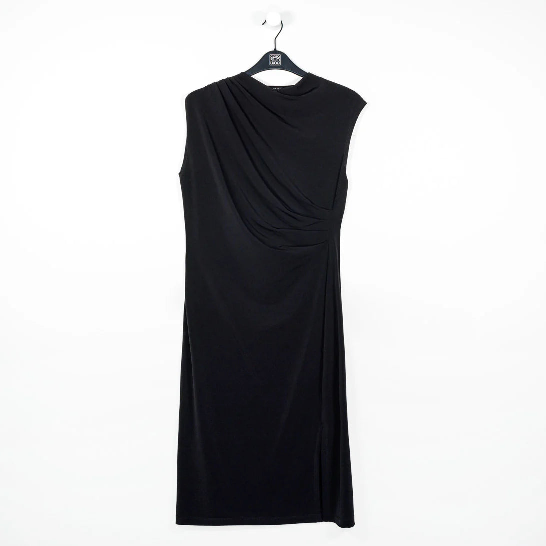 Signature Side Slit Black Midi Dress