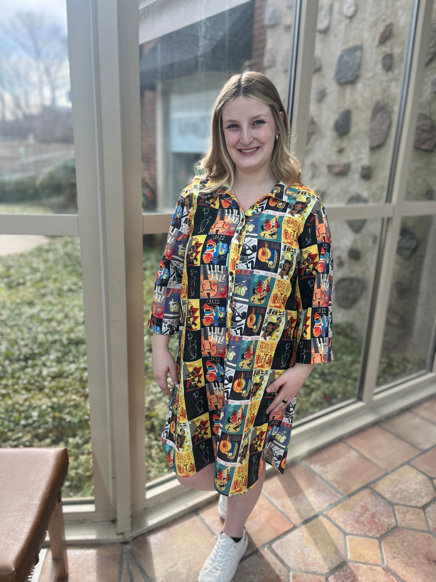 Jazz Print Shirt Dress