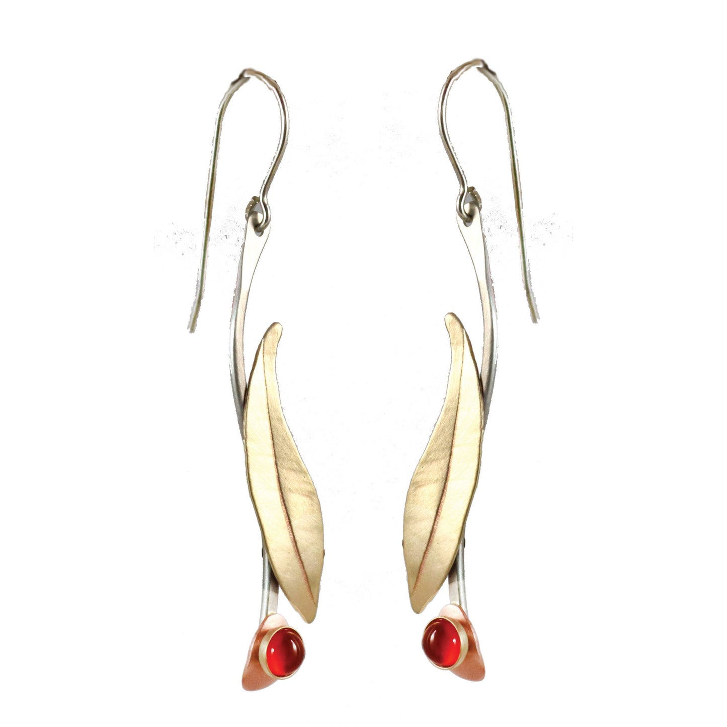 Garden Path Earrings in Carnelian, Brass & Nickel Silver