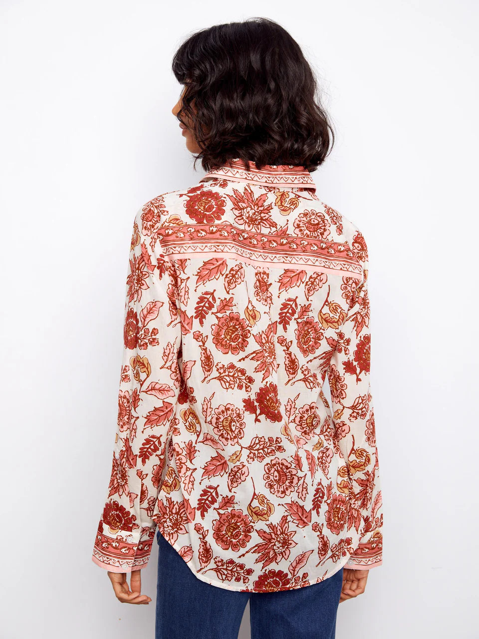 Printed Cotton Voile Button-Up Blouse