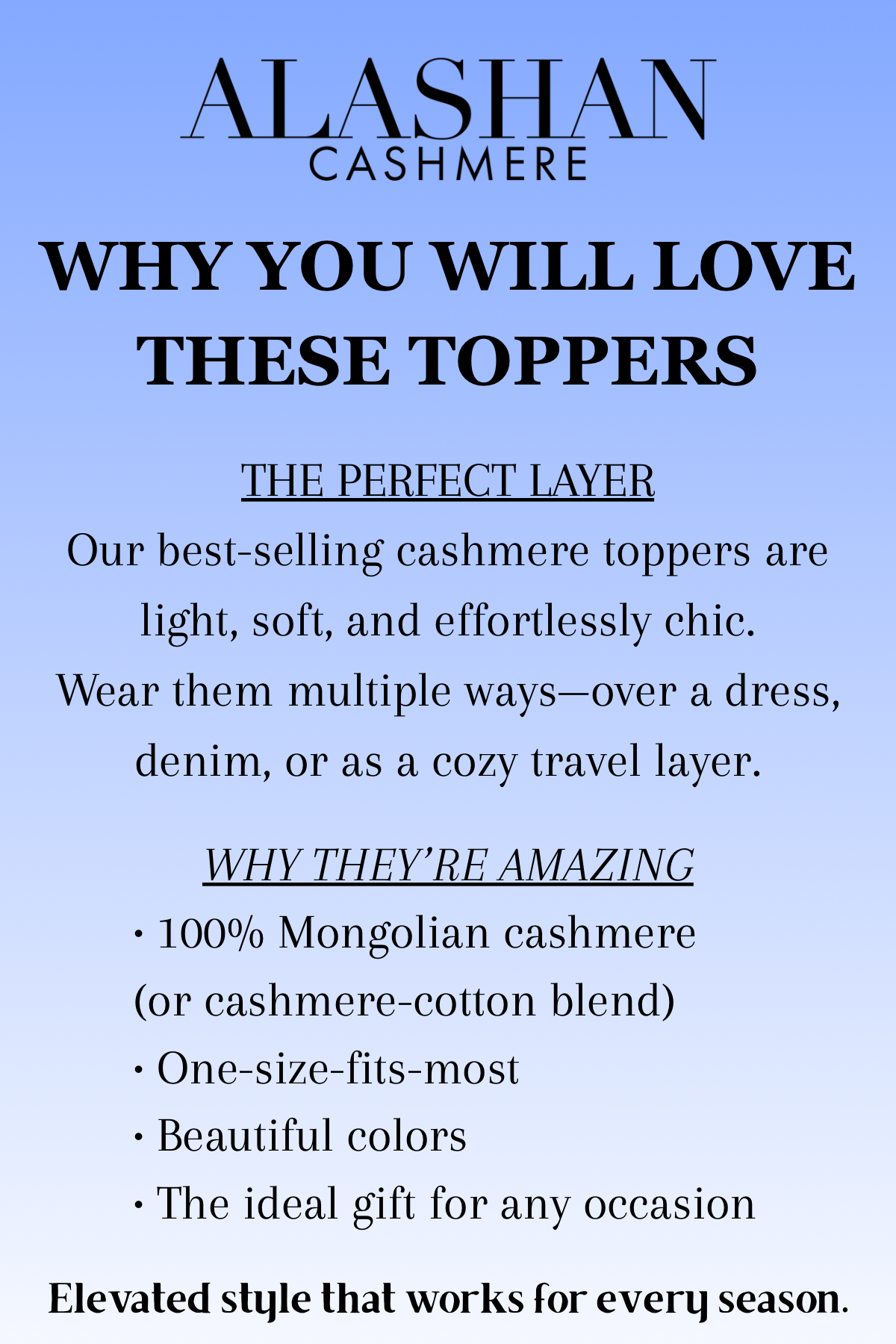 100% Cashmere Topper