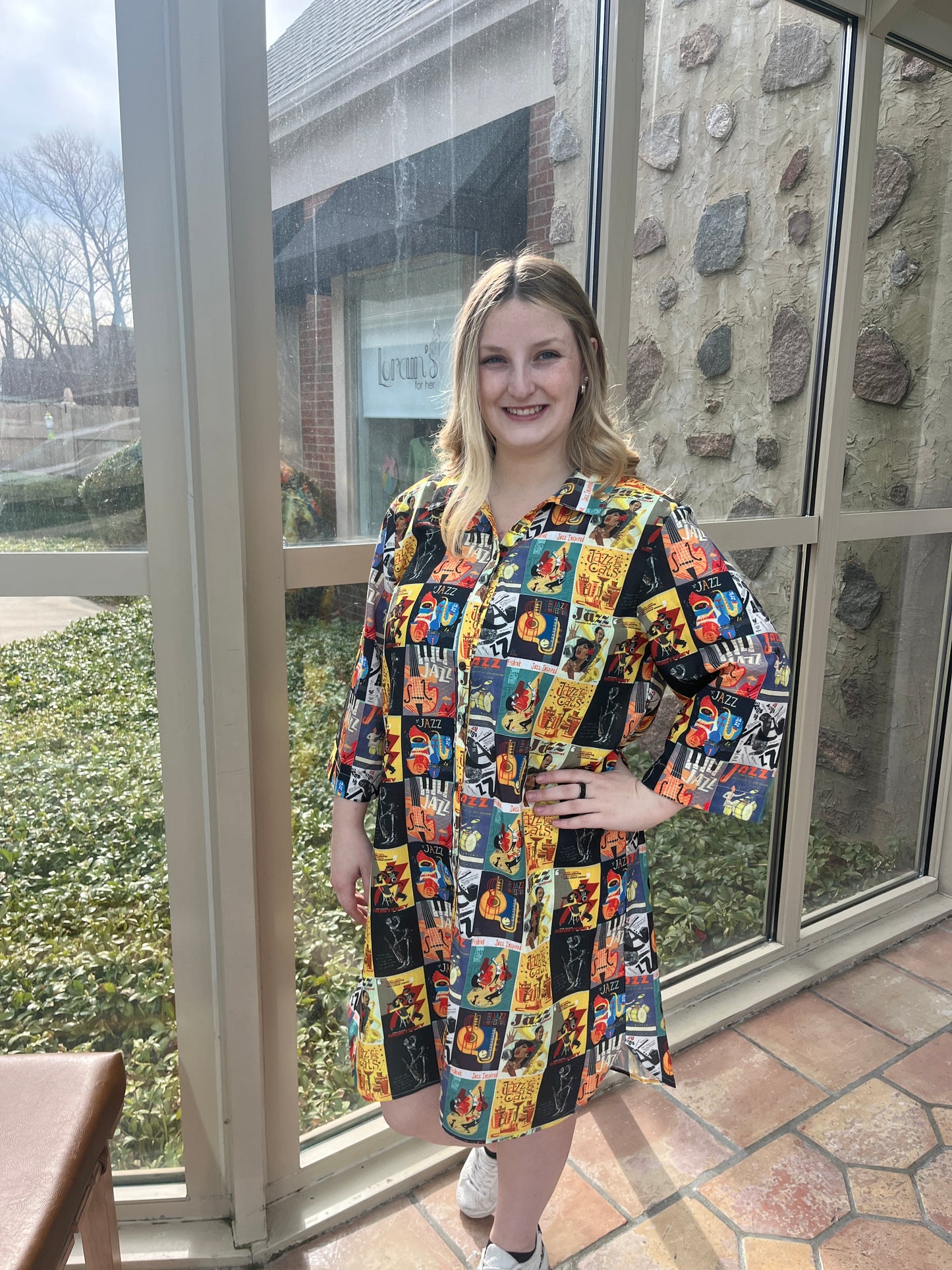 Jazz Print Shirt Dress