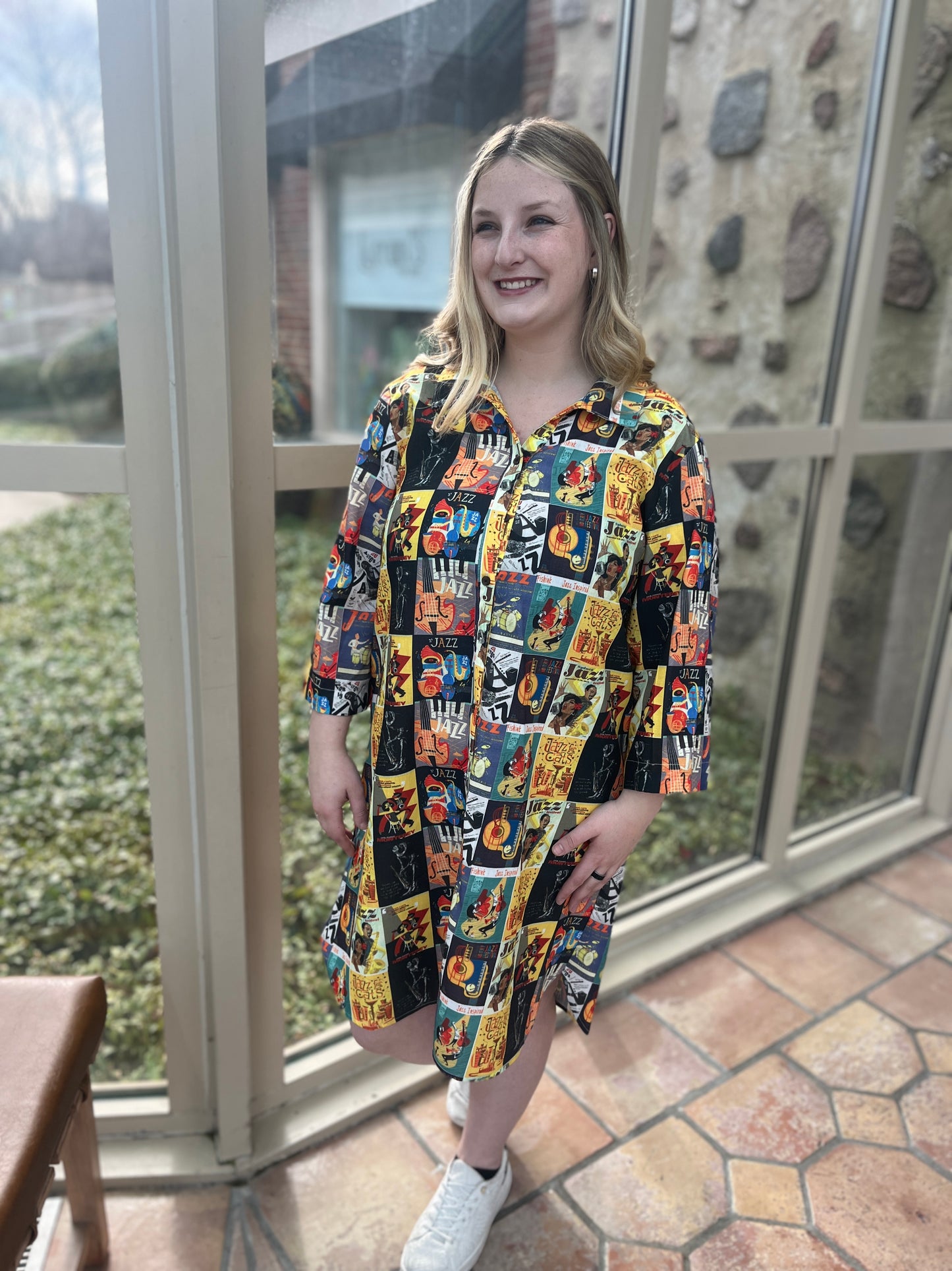 Jazz Print Shirt Dress