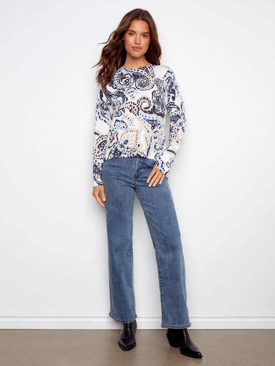 Printed Sweater With Side Buttons