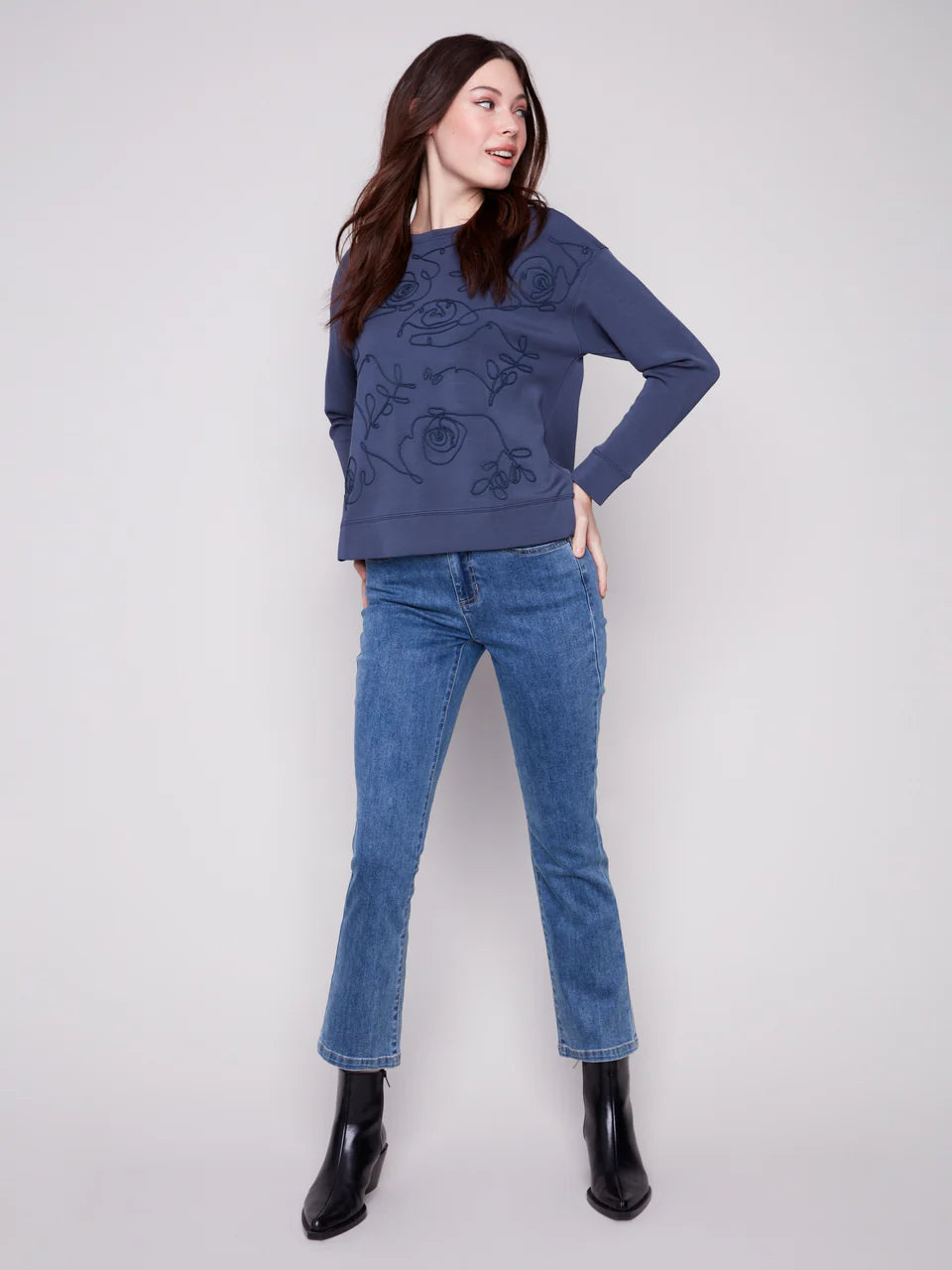 Scuba Knit Top with Soutache Detail