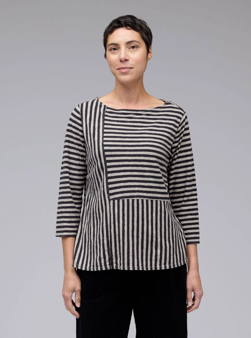 Patch Stripe Boatneck Top