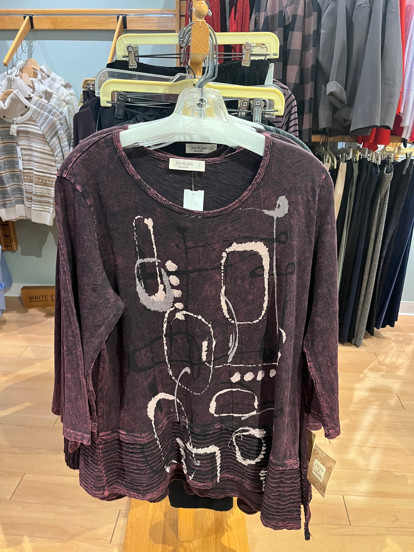 Wine Rhythm Mineral Wash Tunic with Asymmetric Hem