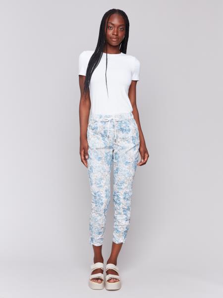 Printed Crinkle Jogger Pants - Coastal