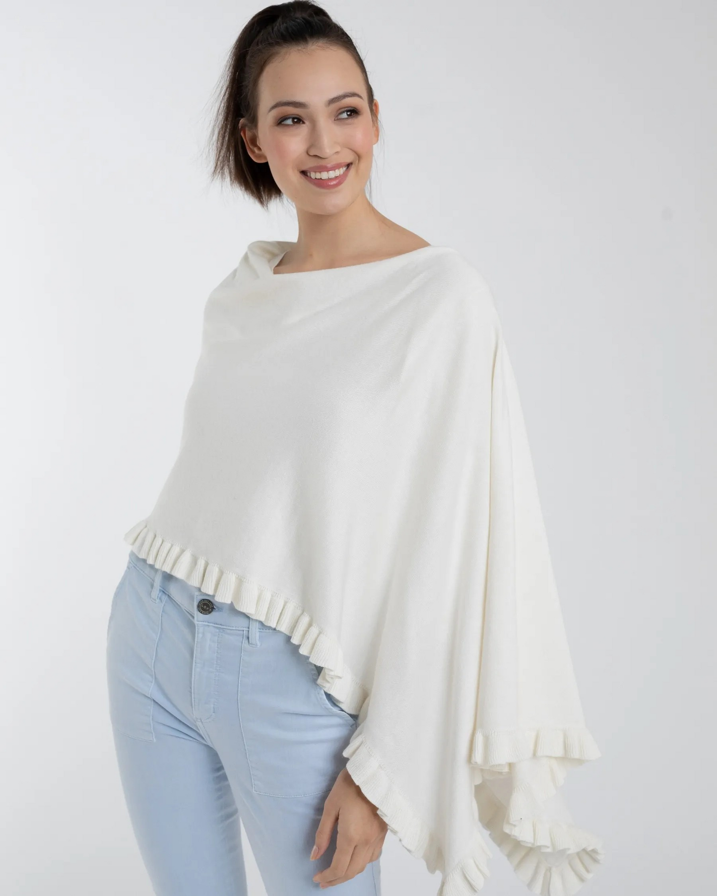 Cotton Cashmere Mini Ruffle Edge Topper