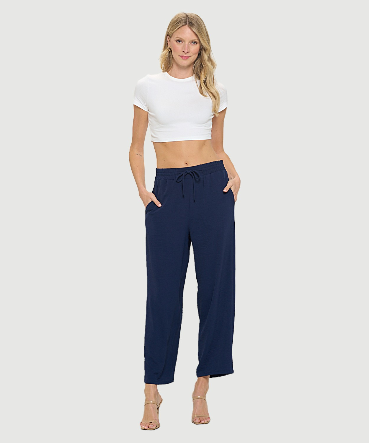 Woven Straight Leg Pant With Drawstring
