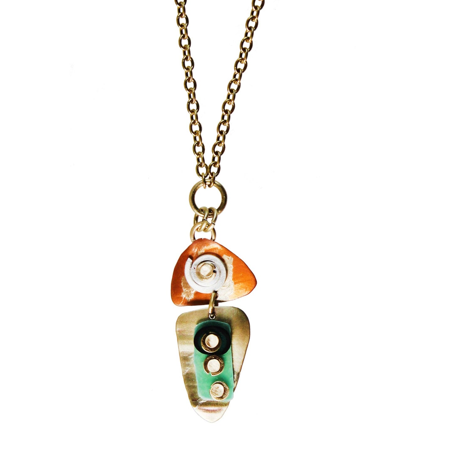 Confetti Necklace Sterling and Brass Handmade