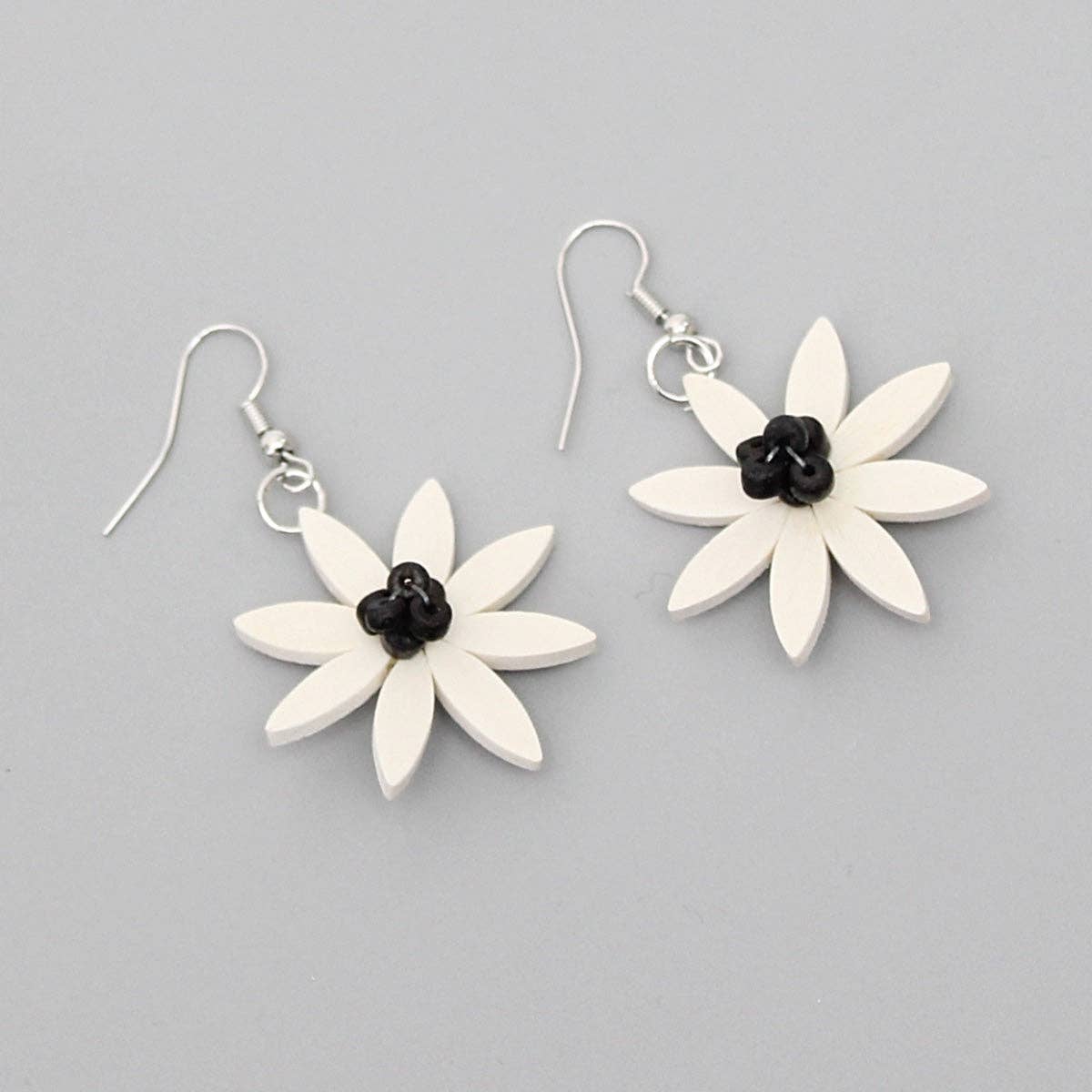 Black and White Amaya Flower Earrings