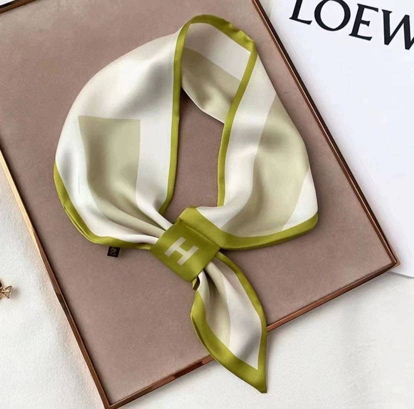 Green Striped H Loop Scarf