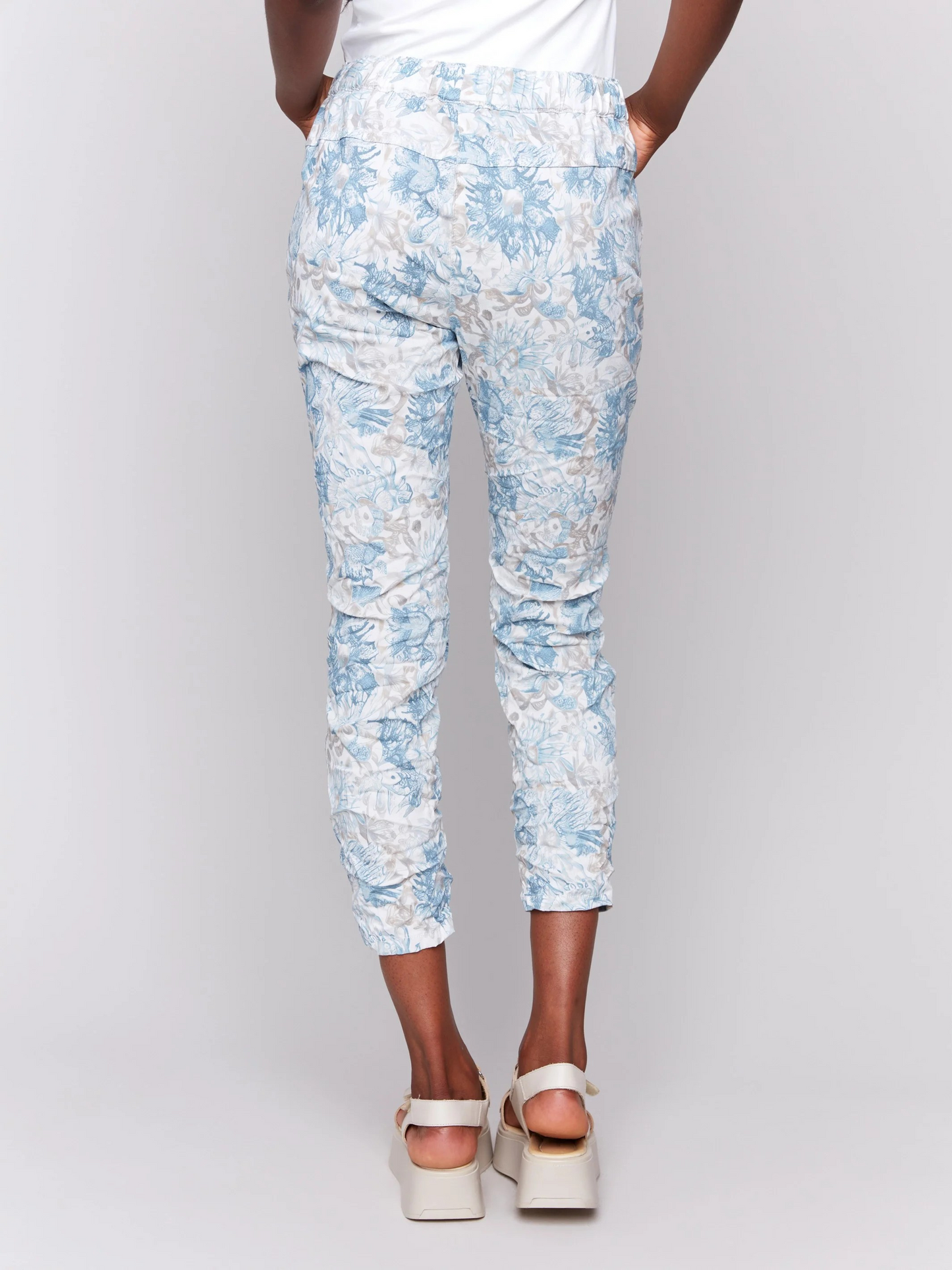 Printed Crinkle Jogger Pants - Coastal
