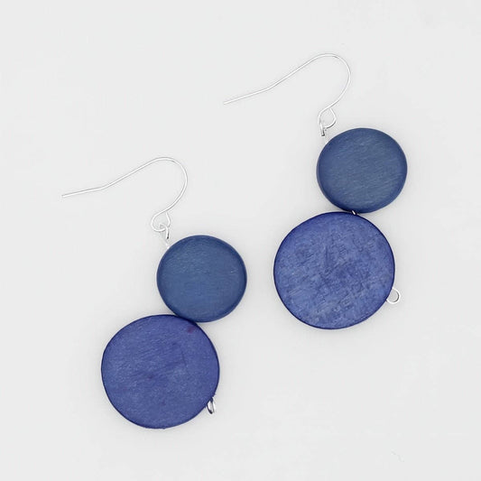 Blue Georgie Two Bead Drop Earrings