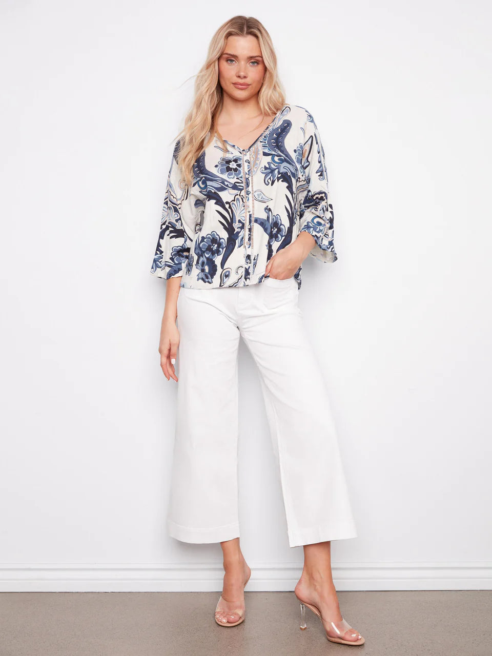 Printed Linen Blend Blouse