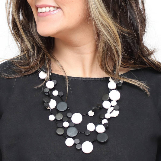 Black and White Multi Strand Millie Necklace