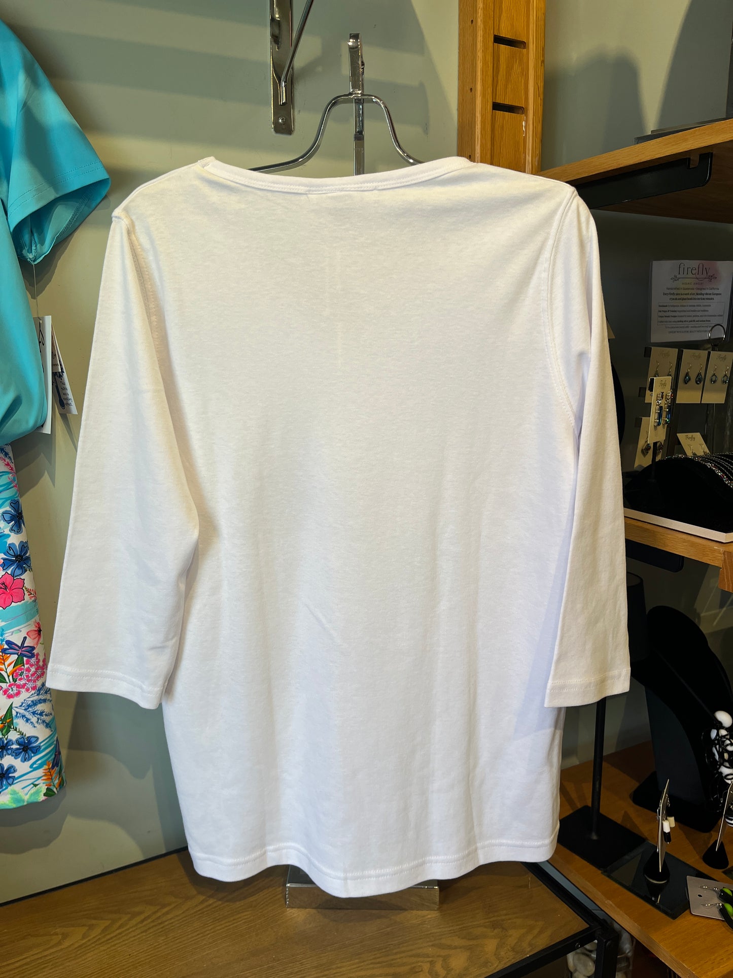 White Tee Blue Dots