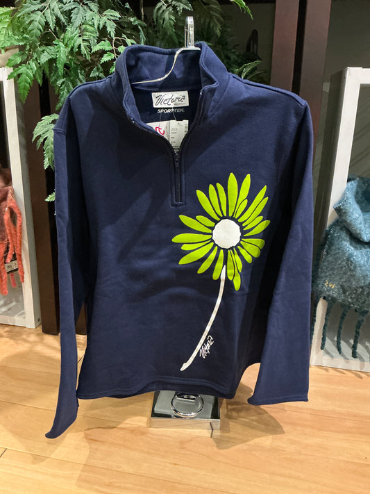 Navy & Lime Green Flower Sweatshirt
