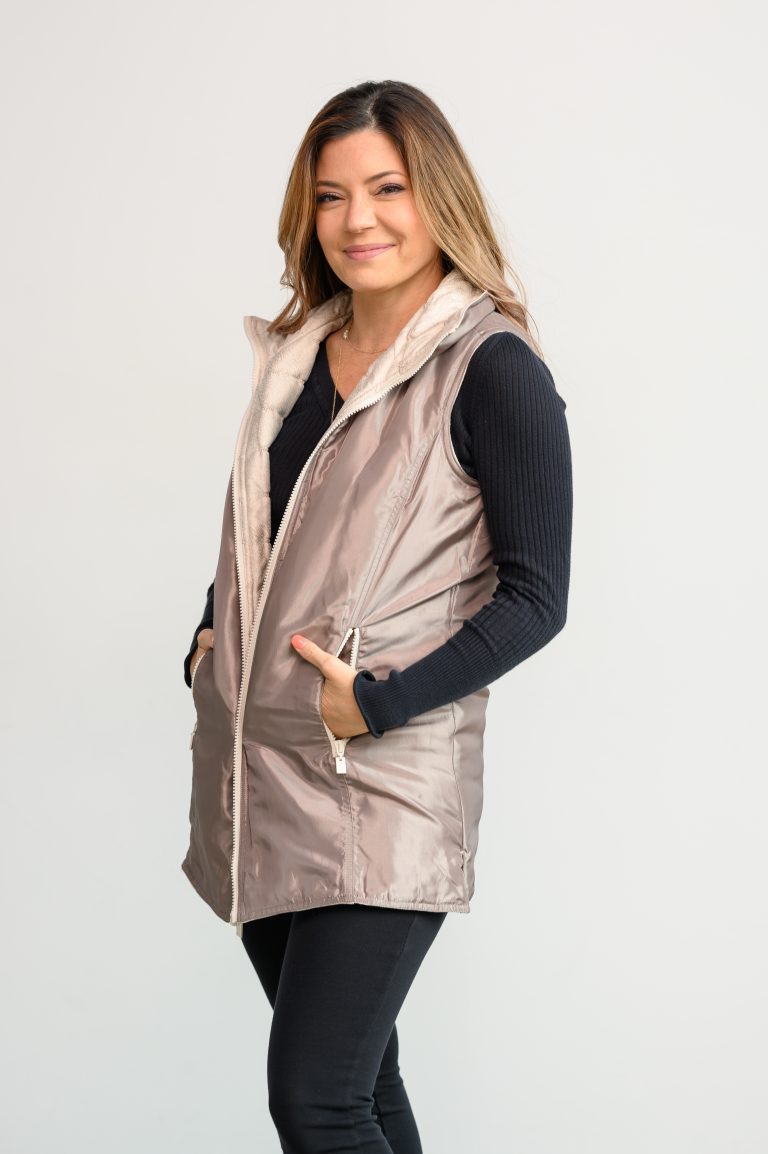 Quilted Faux Suede Reversible Vest