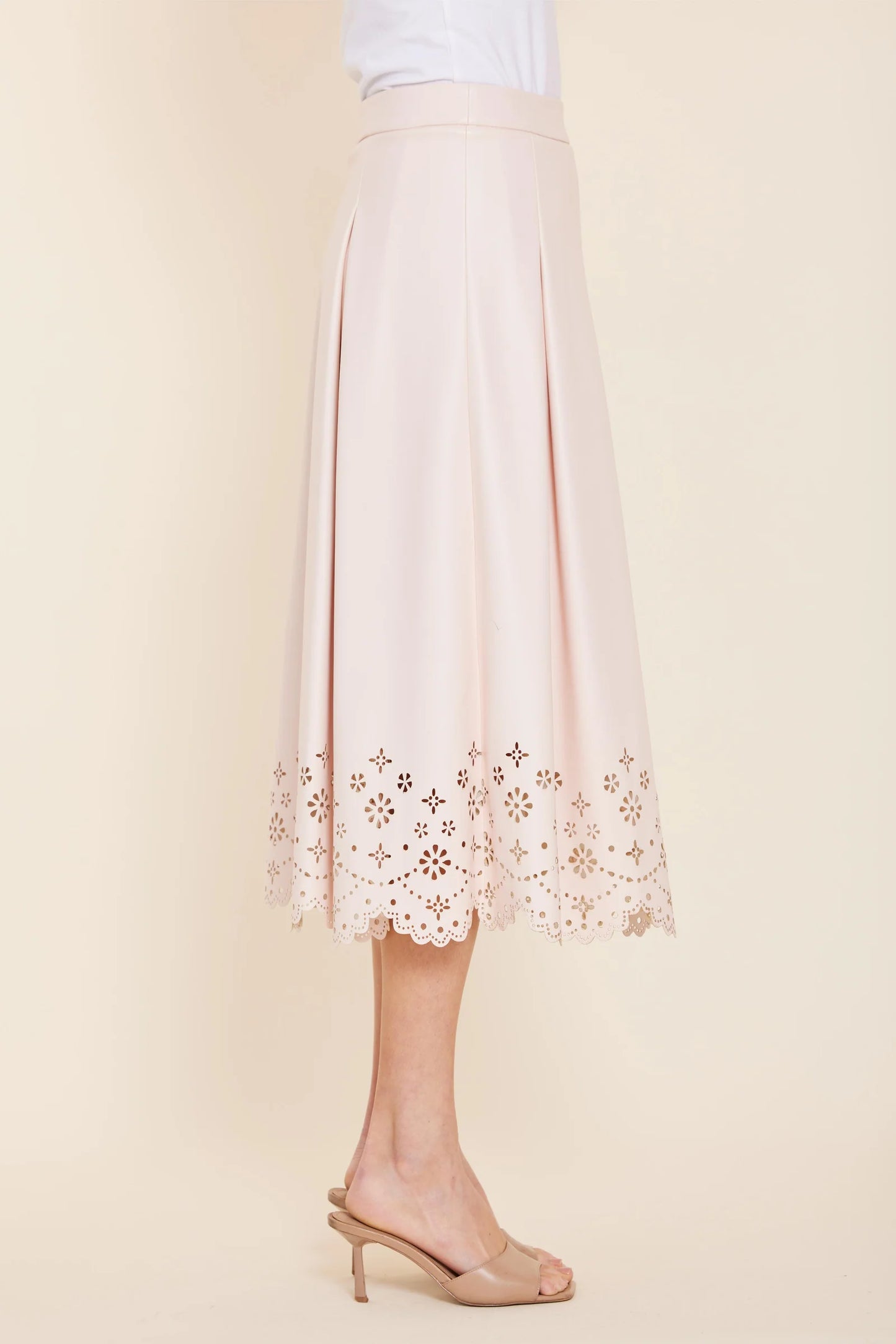 Light Pink Faux Leather 2-Piece Set – Top & Skirt