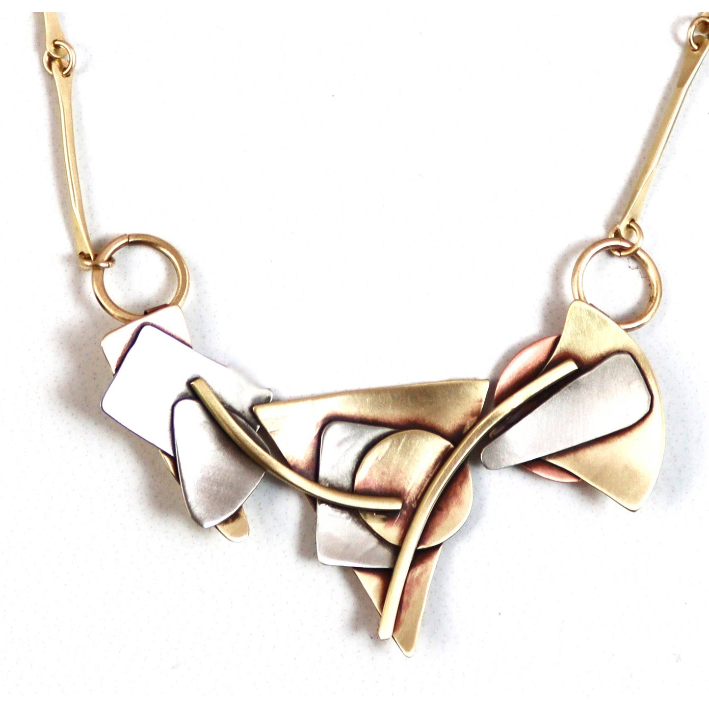 Abstractions Necklace in Brass, Copper & Nickel Silver