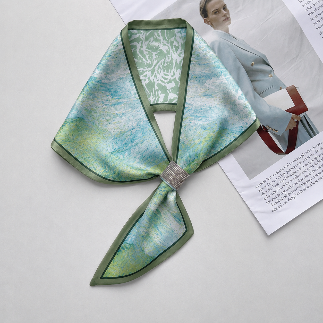 Green Spring Meadow Gem Loop Scarf