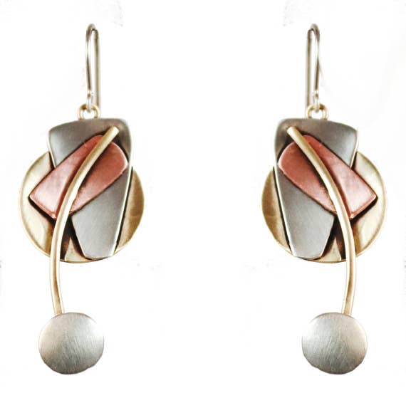 Abstractions Earrings in Brass, Nickel Silver, & Copper