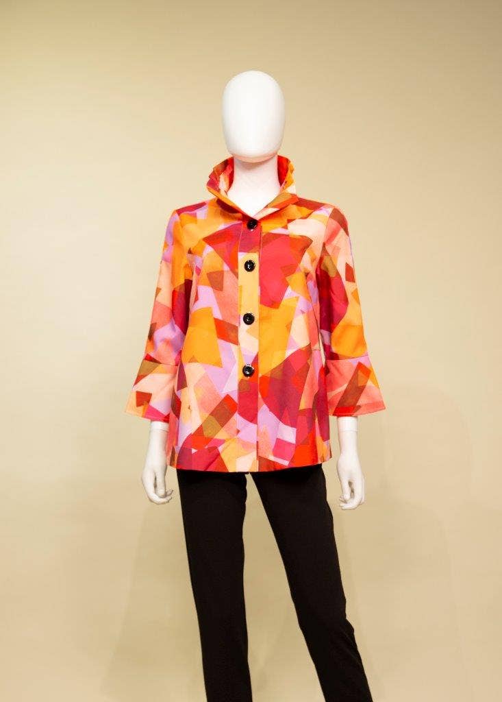 Print Jacket with Wired Collar