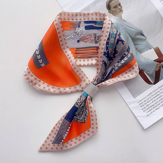 Orange Intricate Loop Scarf Gem Stone