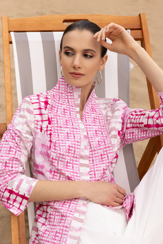 Fluted Neckline Cotton Blouse