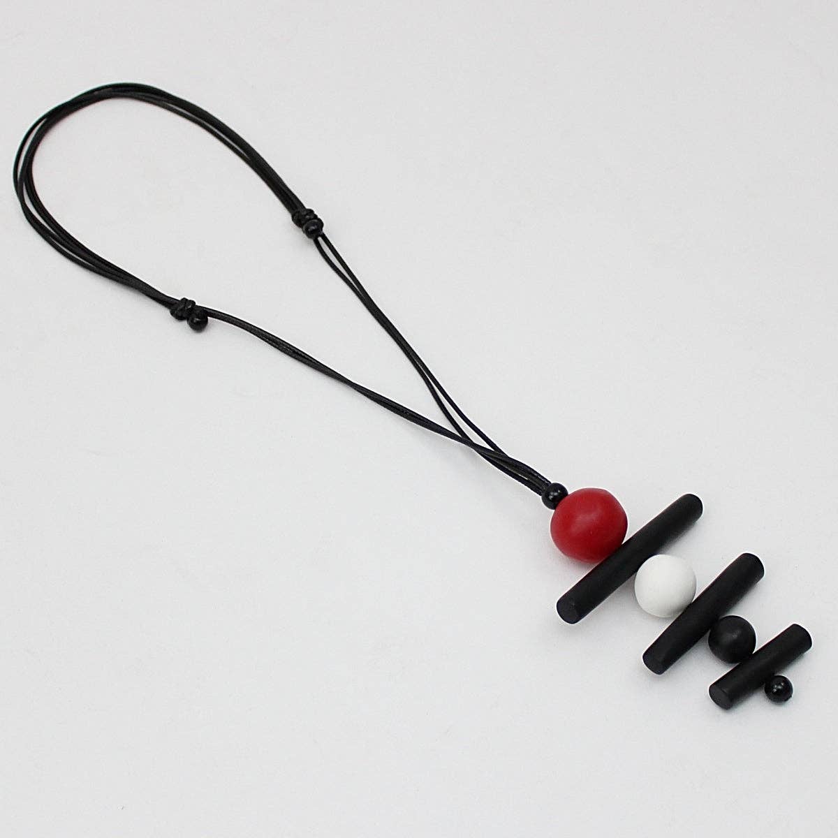 Red Linear Layers Pendant Necklace