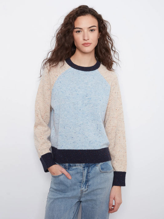 Speckled Color Block Sweater