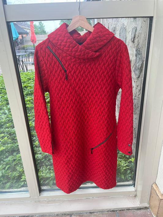 Asymmetric Zippers Dress “Basket Weave”