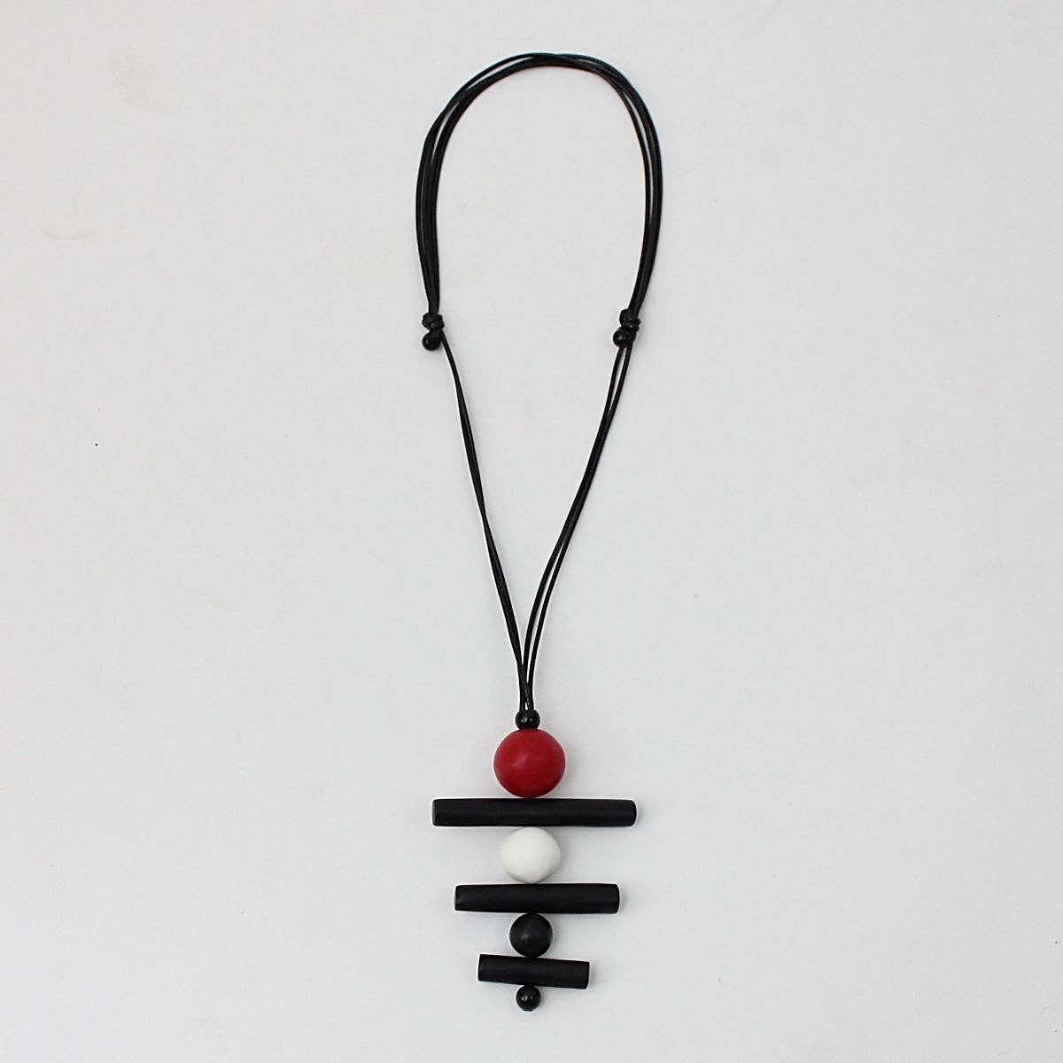 Red Linear Layers Pendant Necklace