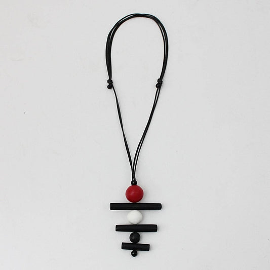 Red Linear Layers Pendant Necklace