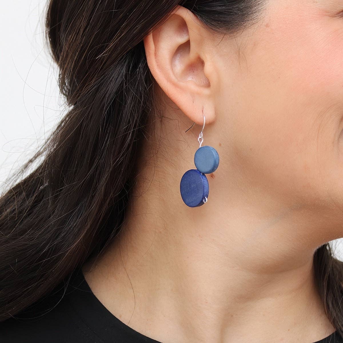 Blue Georgie Two Bead Drop Earrings