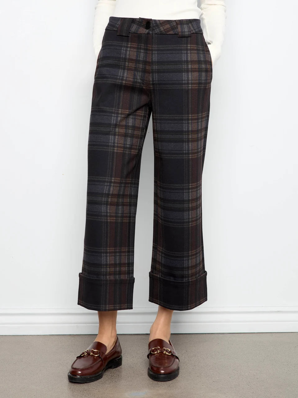 Plaid Cropped Wide Leg Pant