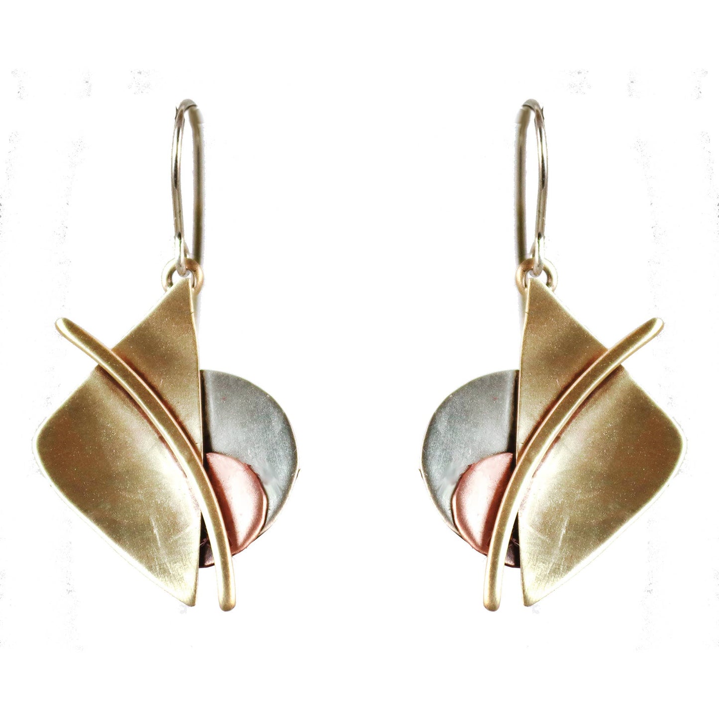 Abstractions Earrings in Brass, Copper & Nickel Silver