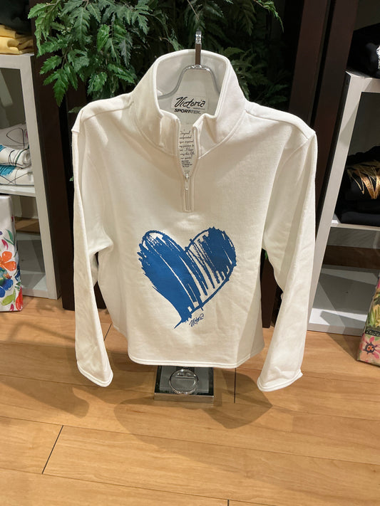 Blue Heart White Sweatshirt