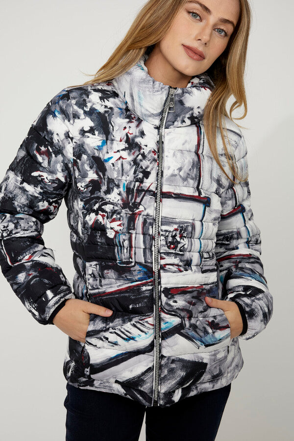 Art-Inspired Stand Collar Jacket