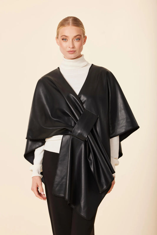 Faux Leather Tonal Whip Stitch Wrap