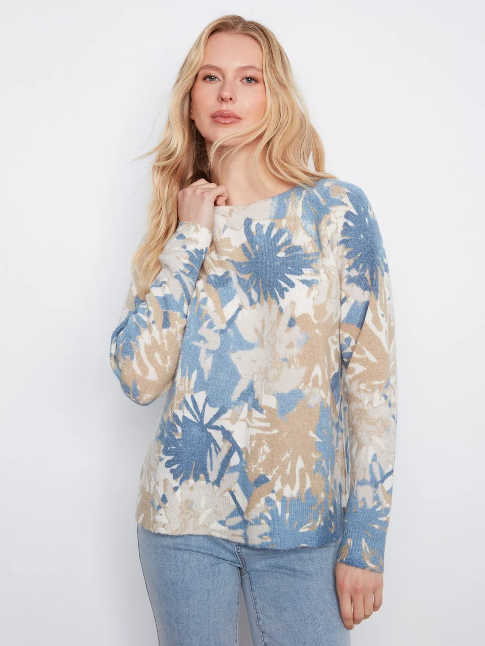 Reversible Printed Crew Neck Sweater