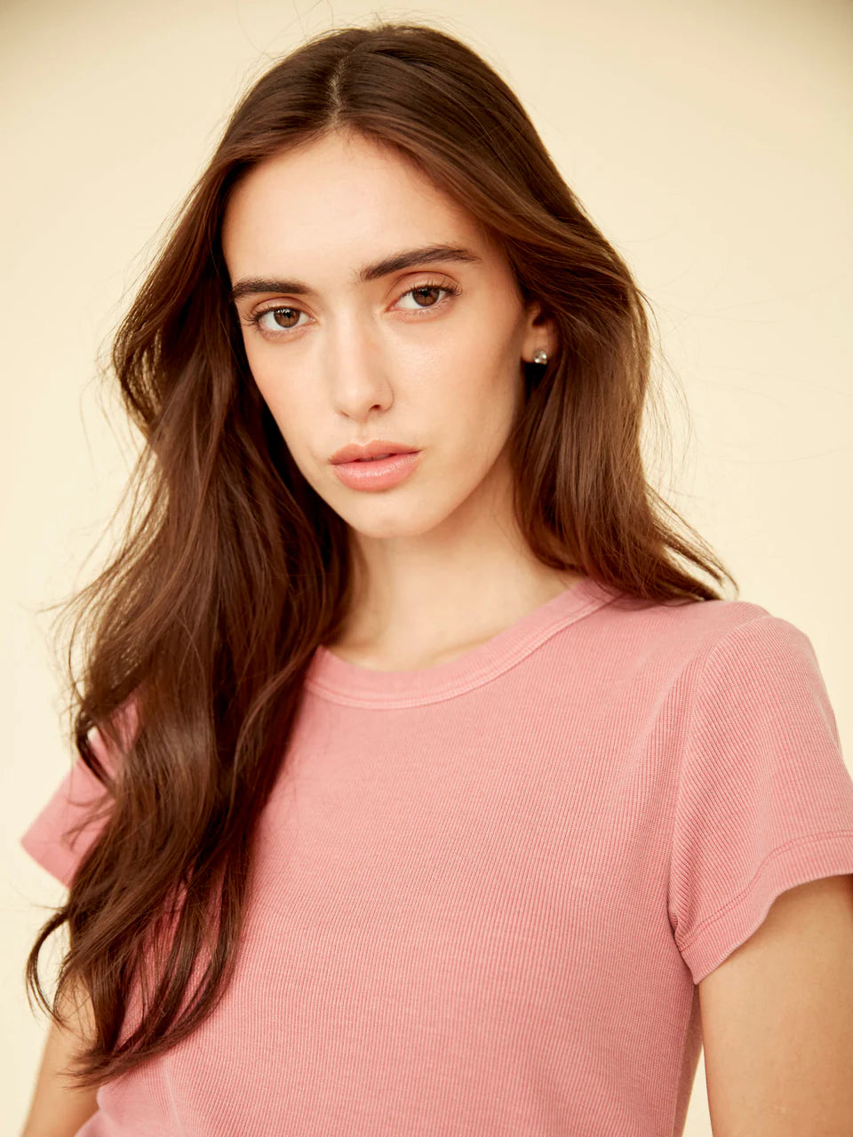 Tencel Ribbed Crew Neck Tee – Carnation