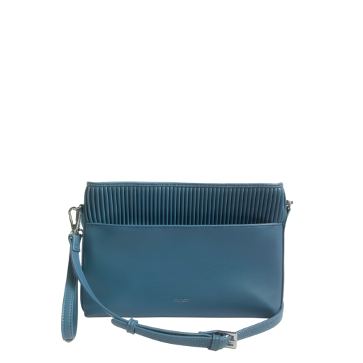 Jaelyn - Recycled Vegan Pouch Bag - Muted Blue Pleated